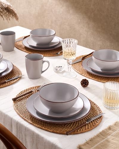 Famiware Venus Dinnerware Sets with Mugs, Ceramic Plates and Bowls for 6 - Image 2