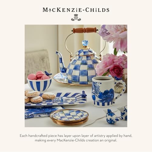 MACKENZIE-CHILDS Enamel Mug, Cute Enamelware Coffee and Tea Mug, Unique Drinkware, 16 Ounces, Blue-and-White Royal Check, Set of 4 - Image 6
