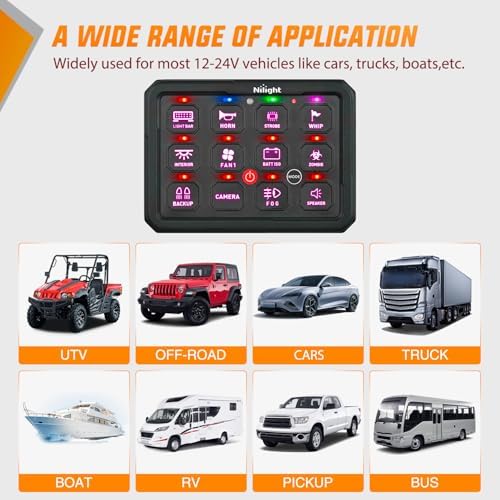 Nilight 12 Gang Switch Panel APP RGB 12V 24V Circuit Control System 4-Mode - Image 3