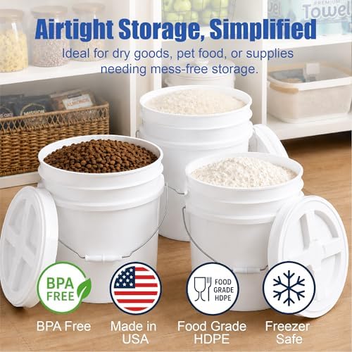 ePackageSupply 3.5 Gallon Bucket, Food-Grade w/Lid, BPA-Free,White, 3 Packs - Image 2