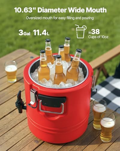 VEVOR Insulated Beverage Dispenser, 3 Gal/11.4L Thermal Hot and Cold Drink Server Dispenser with Spigot, Food-Grade Cooler Jug with 304 Stainless Steel Interior, for Tea Coffee Restaurant Outdoor - Image 2