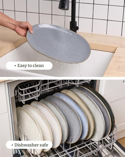 famiware Serving Platters Set of 3 Sizes - Oval, Dark Grey - Image 6