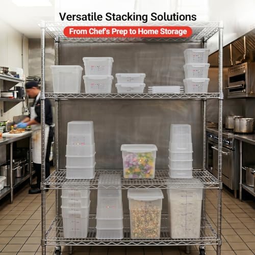 2 Pack 4 QT Airtight Commercial Food Storage Containers, BPA-Free Translucent Polypropylene, Built-In Labeling Area, Stackable for Sugar & Rice, Tall Model - Image 5