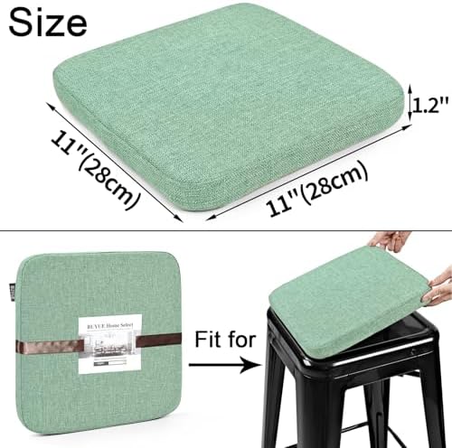 BUYUE Friendly Woven Fabric Magnetic Bar Stool Cushions Set of 4, Enhanced Anti-Slip Breathable Small Chair Seat Pads for Café Bistro Stackable Metal Stools (Square, Light Green, 4 Counts) - Image 4