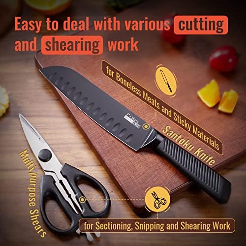 Knife Block Set, 15 Piece Stainless Steel Knife Set - Image 6