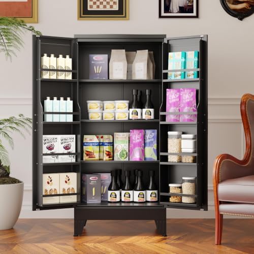 GAIOUS Metal Kitchen Pantry Cabinet, Food Storage Cabinets Black Cupboard - Image 3