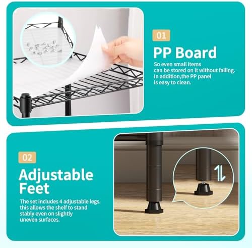 BestOffice | 4-Tier Wire Shelf | 12" x 18" x 44 | Black - Image 4