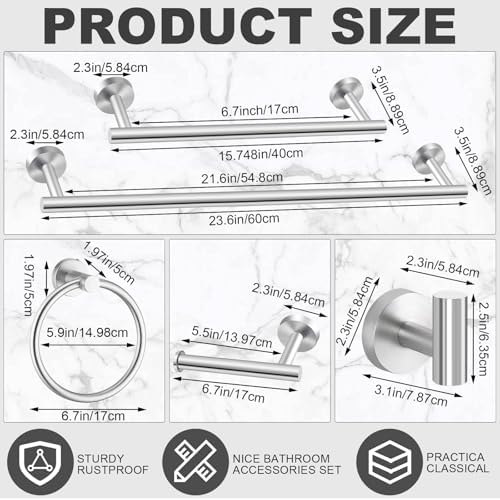 Gisafai 30 Pcs Brushed Nickel Bathroom Accessories Hardware Set Towel Racks - Image 2