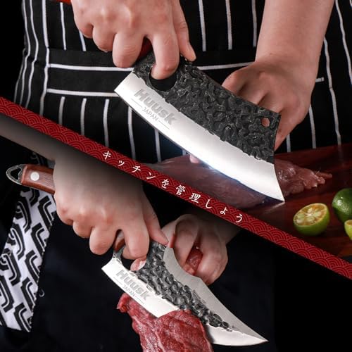 Huusk Kitchen Knife Set - Hand Forged Viking Chef Knives for Meat, Men Gift - Image 3