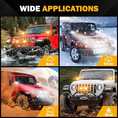 Auxbeam 4 Inch 240W LED Pods, Amber White Fog Light Strobe Lights, 4 Packs - Image 6