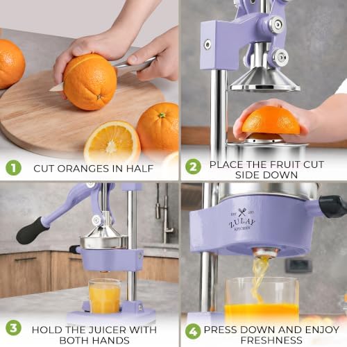 Zulay Kitchen Cast Iron Juicer, Orange Manual Juicer, Citrus Press, Violet - Image 4