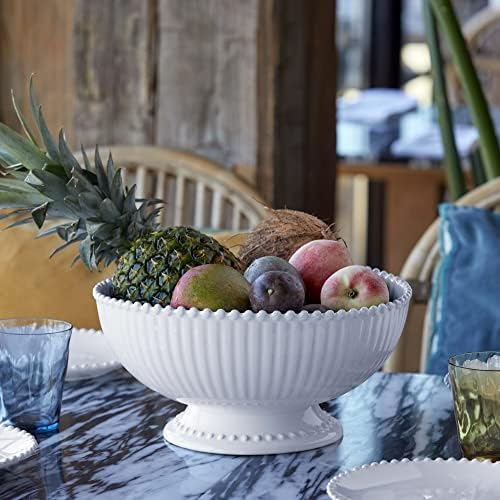 Costa Nova Ceramic Stoneware 13" Centerpiece Bowl - Pearl Collection, White | Microwave & Dishwasher Safe Dinnerware | Food Safe Glazing | Restaurant Quality Serveware - Image 4