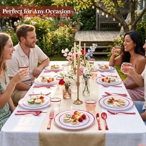 DaYammi 210PCS Red Plastic Dinnerware Set for 30 Guests - Image 6