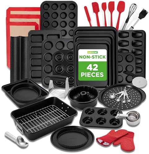 NutriChef 42 Pc Bakeware Set Nonstick, Carbon Steel Baking Pans w/Utensils by NutriChef%E2%84%A2Kitchen