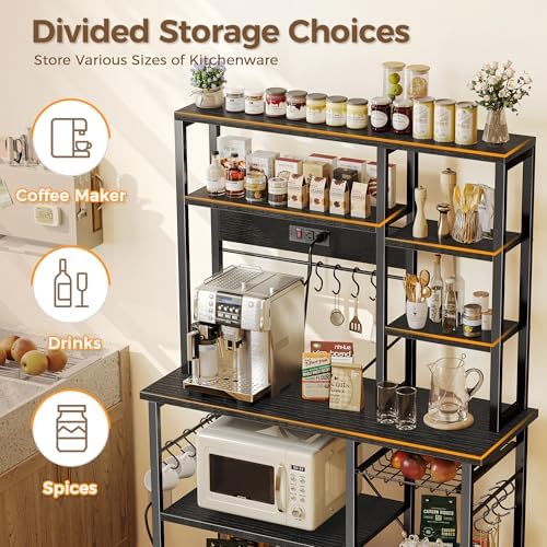 SUPERJARE Large Bakers Rack with Power Outlets, 39.4 Inches Microwave Stand - Image 5