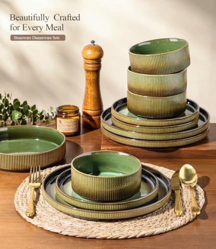 GBHOME Stoneware Dinnerware Sets for 4, 12-Piece Plates and Bowls Set - Image 5