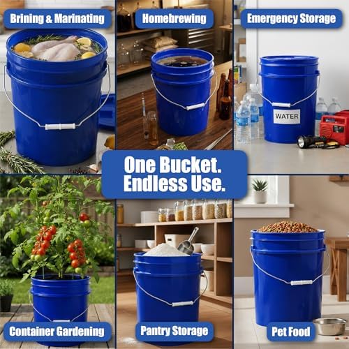 ePackageSupply 5 Gallon Bucket - Food Grade w/Lid BPA-Free, 12 Pack - Blue - Image 3