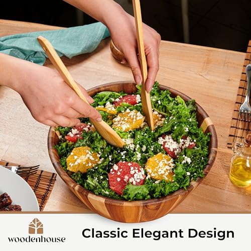 Wooden Salad Bowl, 12" Large Wooden Serving Bowls for Food, Handmade - Image 5