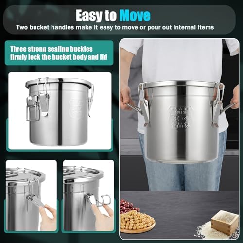 12L/3.17 Gal Stainless Steel Food Storage Container with Lid - Image 6