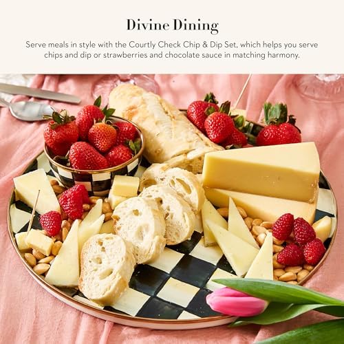 MACKENZIE-CHILDS Chip-and-Dip Serving Set, Black-and-White Courtly Check - Image 2