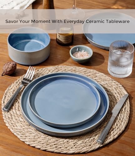 GBHOME Stoneware Dinnerware Sets for 4, 12-Piece Plates and Bowls Set - Image 5