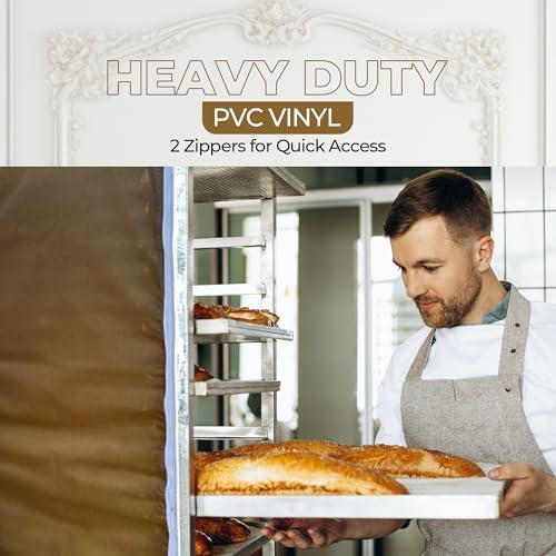 Bakery Food Pan Sheet Rack Cover | Size: 23" W x 28" L x 61" H | Material: Heavy-duty Nylon | Zippers :2 | Color:Beige | Pack of 1 - Image 5