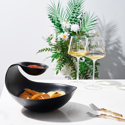 Brass Black Chip and Dip Serving Bowl Brass Tiered Snack, Candy & Salad Bowl Decorative Centerpiece Serving Platter Nuts, Chip & Dip, Salsas, Tray, Serveware Home Decor Gift Entertaining Centerpiece - Image 5