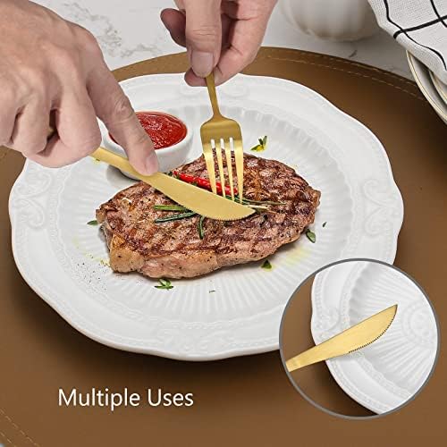 Matte Gold Silverware Set, VANVRO 20-Piece Stainless Steel Flatware Set, Satin Finish tableware Cutlery Set, Service for 4, Home and Restaurant, Dishwasher Safe - Image 5