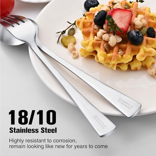 KINGSTONE 30-Piece Silverware Set, 18/10 Stainless Steel Flatware Set for 6, Matte Satin Finish Forged Cutlery Set Dishwasher Safe - Image 3