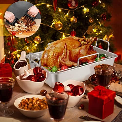 P&P CHEF 16" Roasting Pan with Rack, 7 PCS Stainless Steel Turkey Pan Rack - Image 7