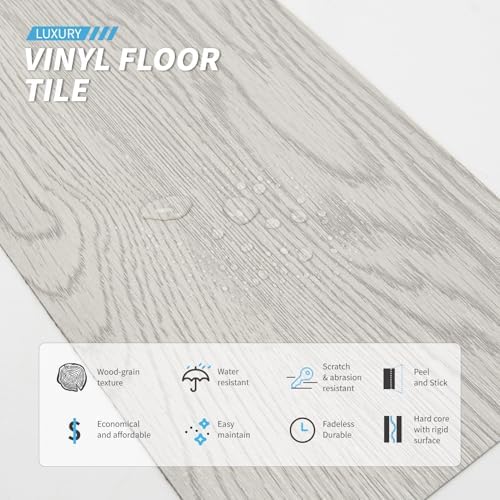 Art3d 12-Pack Peel and Stick Vinyl Floor Tiles (18 Sq.Ft), Grey Ash - Image 3