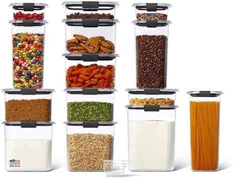 Rubbermaid Brilliance 14-Piece Food Storage Container Set with Scoops Airtight BPA-Free for Kitchen and Pantry Organization by Rubbermaid