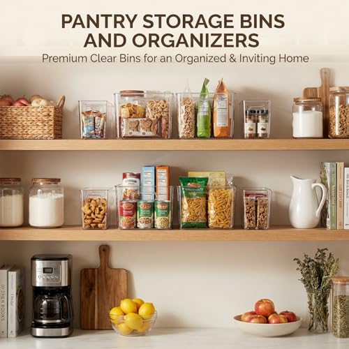 MOONEDGE 8 Pack Clear Plastic Storage Organizer Bins, 4 Large & 4 Narrow - Image 3