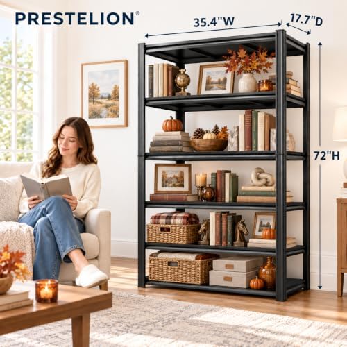 Metal Book Shelf Adjustable Heavy Duty Bookshelf with Tool-Free Assembly - Image 3