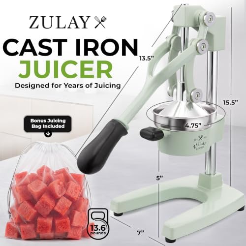 Zulay Kitchen Cast Iron Juicer, Orange Manual Juicer, Citrus Press, Mist - Image 2