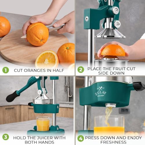 Zulay Kitchen Cast Iron Juicer, Orange Manual Juicer, Citrus Press, Gray - Image 4