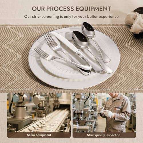 18/10 Stainless Steel Silverware Set for 8, 40 Piece Teardrop Flatware Set - Image 5