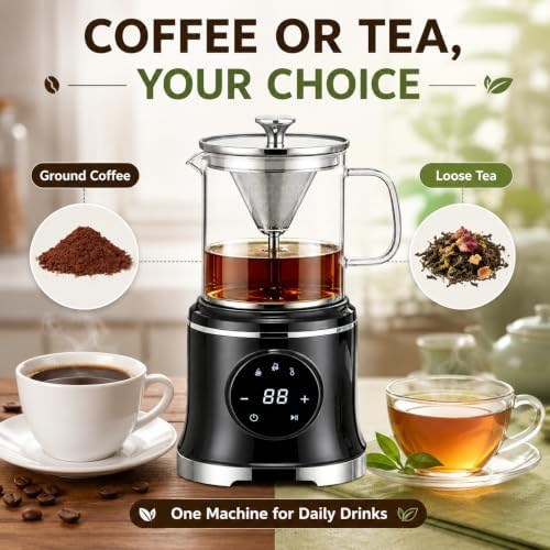 Electric Percolator Coffee Pot, Glass & 304 Stainless Steel, 600ml - Image 5