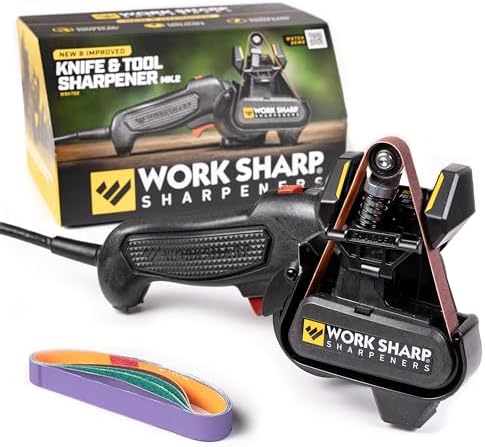 Work Sharp MK2 Electric Knife Sharpener & Replacement Belts – Adjustable 2-Speed Knife Sharpening System for Kitchen Knives, Pocket Knives, Scissors, Axes & Garden Tools by WorkSharp