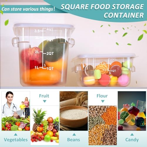Yungyan 16 Pcs Restaurant Food Storage Containers with Lids Set, White Lids - Image 6