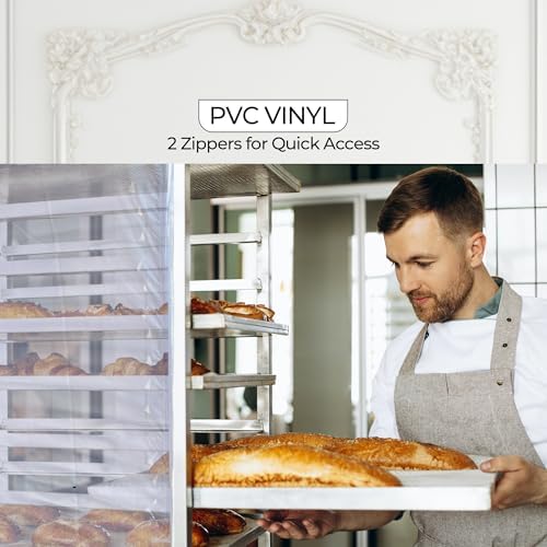 Bakery Food Pan Sheet Rack Cover | Size: 23"W x 28"L x 33"H | Material: Heavy-duty Nylon | Zippers:2 | Color:White | Pack of 1 - Image 5