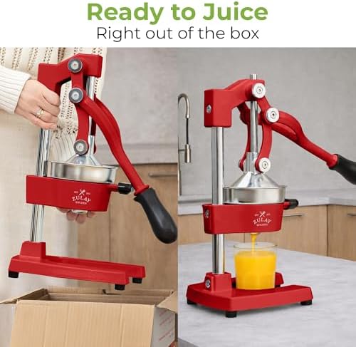 Zulay Kitchen Cast Iron Juicer, Orange Manual Juicer, Citrus Press, Red - Image 3