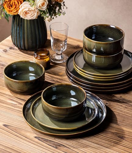 TheTerra Ceramic Dinnerware Set for 6, 18-Piece Plates and Bowls Set - Image 4