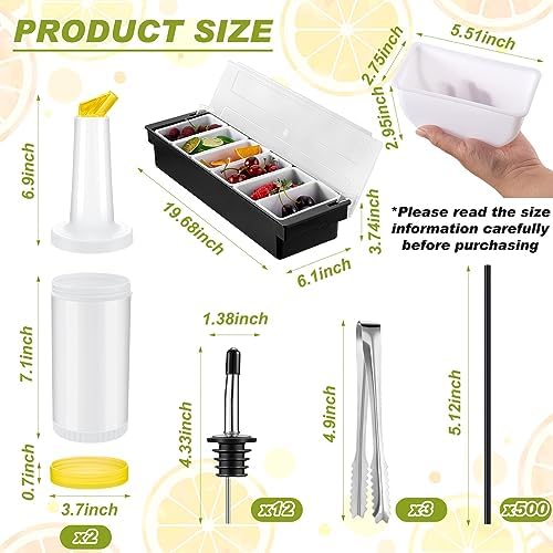 Bartending Supplies 6 Compartment Plastic Garnish Tray, 3 Tier Glass Rimmer - Image 2