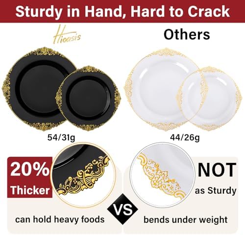 Hioasis 350 Pcs Black Gold Plates for Graduation - Image 5