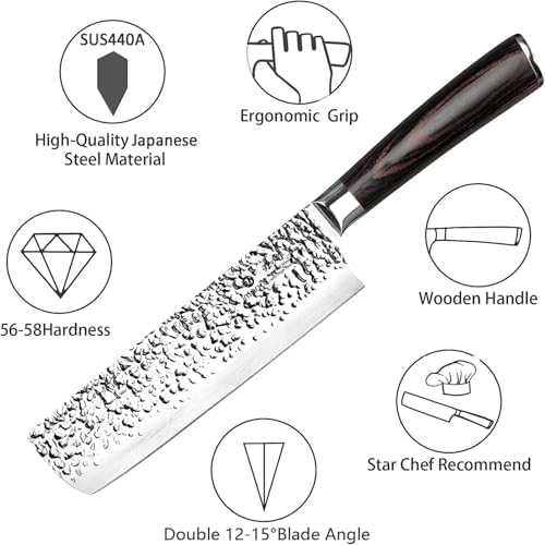 imarku Nakiri Knife 7 Inch, Japanese High Carbon Stainless Steel Chopper - Image 5