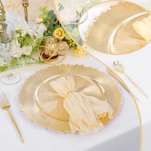 LIYH 8 Pcs Heavy Duty Gold Charger Plates for Wedding & Party, 13 Inch - Image 3