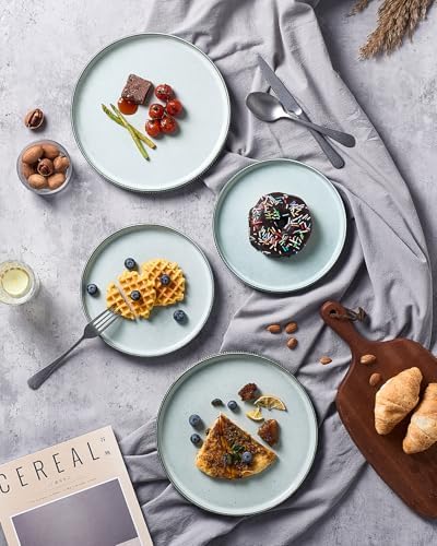 famiware Star Salad Plates for 6, 8 inches Plate Set, Stoneware Dinnerware, Small Dinner Plates for Dessert, Salad, Appetizer, Smoky Blue (Pack of 2) - Image 6
