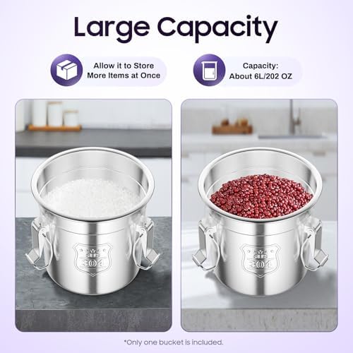 6L/1.59 Gal Stainless Steel Food Storage Container with Lid - Image 4