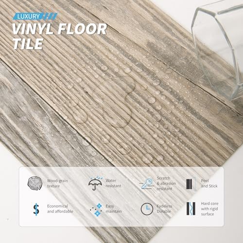 Art3d 12-Pack Peel and Stick Vinyl Floor Tiles (18 Sq.Ft), Aged Wood - Image 3